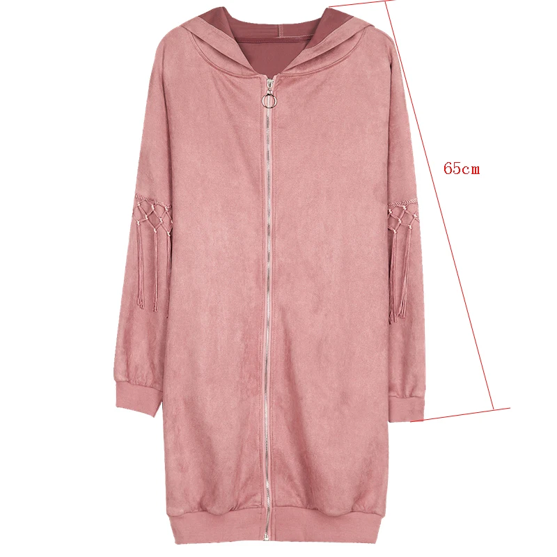 Осень 2017 г. Новое поступление оленей кожи замши свободные пальто с капюшоном