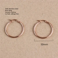 30mm titanium 316l stainless steel hoop earrings rose gold color vacuum plating no fade anti allergy
