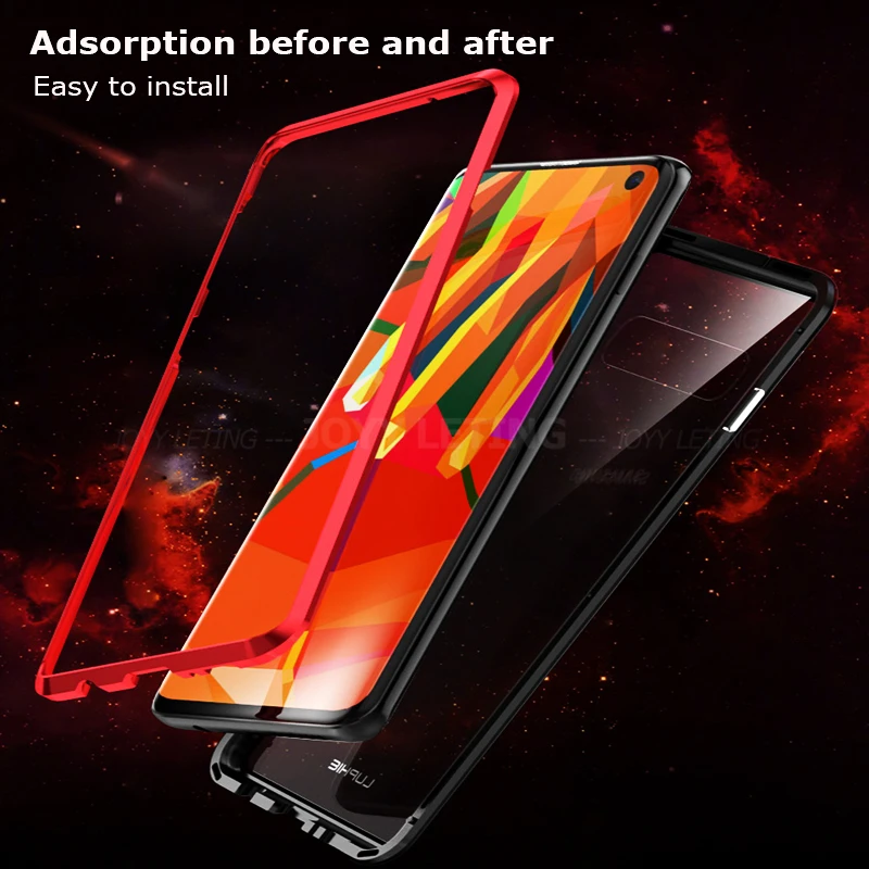 Luphie анти-пип магнитное закаленное стекло чехол для samsung Galaxy S10 Plus Coque металлический бампер стеклянная крышка для samsung s10+ Fundas