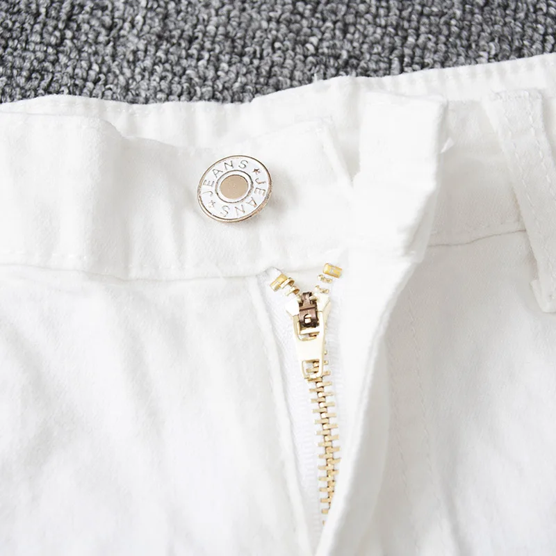 РЕАЛЬНОЕ ФОТО белый высокой талией джинсы шорты 2017 новая мода slim fit хлопок