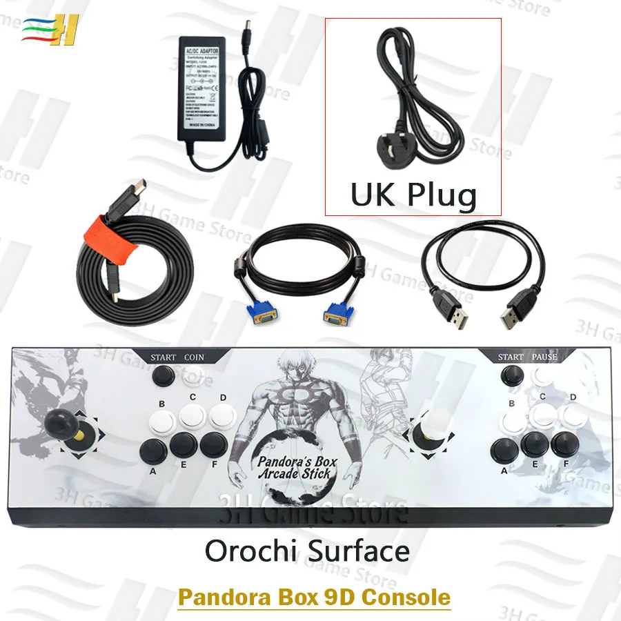PB9d orochi UK Pandora box 9d 2500 В 1 железная консоль аркадная игра контроллер Поддержка 3d игры консоль машина Поддержка 3P 4P usb подключение геймпад - Цвет: PB9d orochi UK