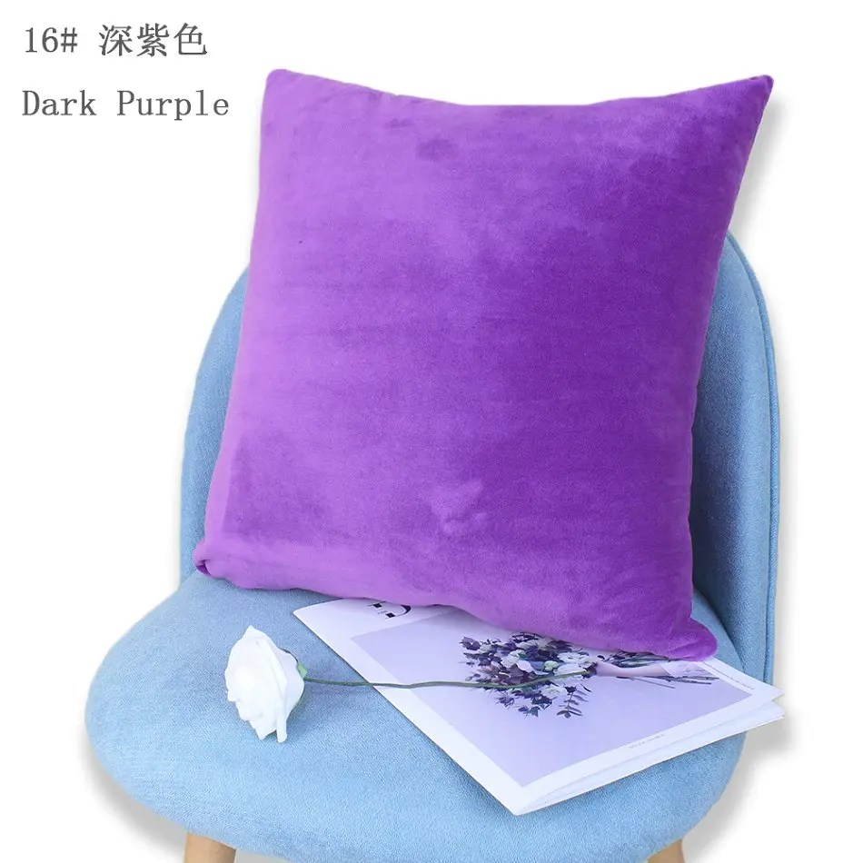 purple Супер мягкий бархатный однотонный чехол для дивана, декоративная наволочка, чехол для подушки 30x45/40x40/45x45/50x50/55x55/60x60 см, размер - Цвет: purple