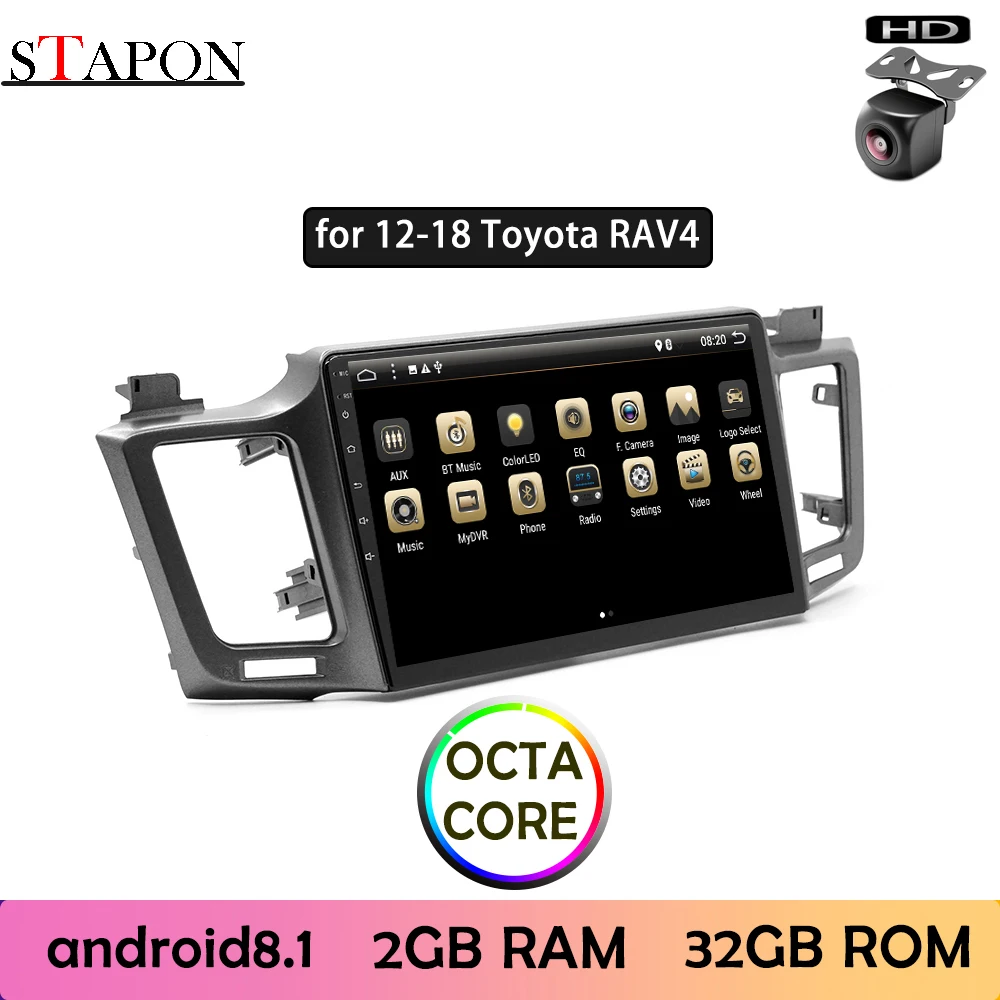 STAPON 10 дюймов для Toyota rav4 2012 18 Android 8 1 2GBRAM Восьмиядерный автомобильный DVD MP5