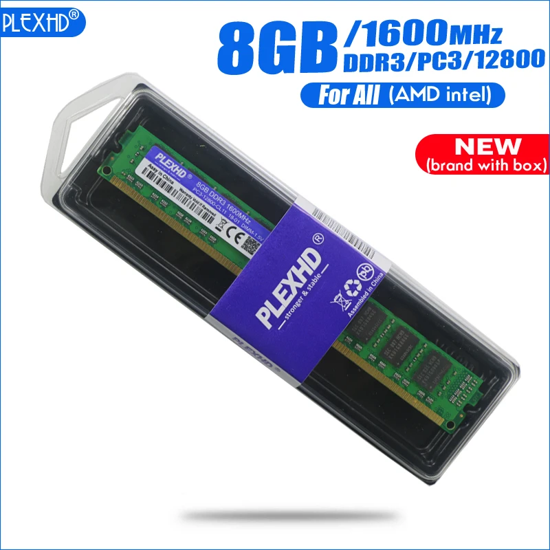 PLEXHD 8 ГБ DDR3 PC3-12800 8G PC3 12800 1600 МГц для настольных ПК оперативная Память DIMM(для intel amd) полностью Совместимая система