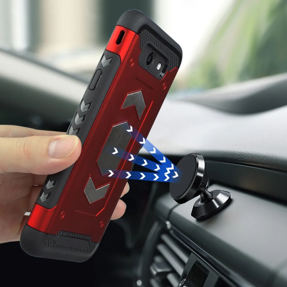 For Galaxy J6 Plus Armor Case Card Pocket Magnetic Car Mount Phone Samsung J4 J5 J7 Pro 2017 USA Protective Cover Coque |