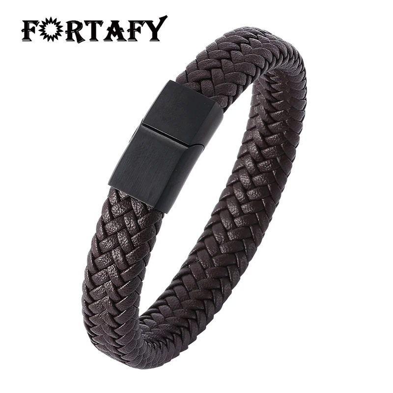 Классический мужской ювелирный трендовый черный коричневый плетеный кожаный