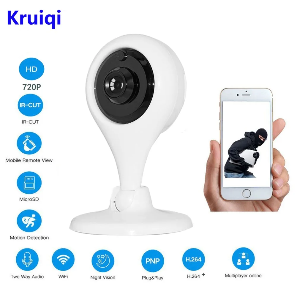 Небольшая Беспроводная IP камера Kruiqi IR Cut сетевая Wi Fi HD 720P видеонаблюдения