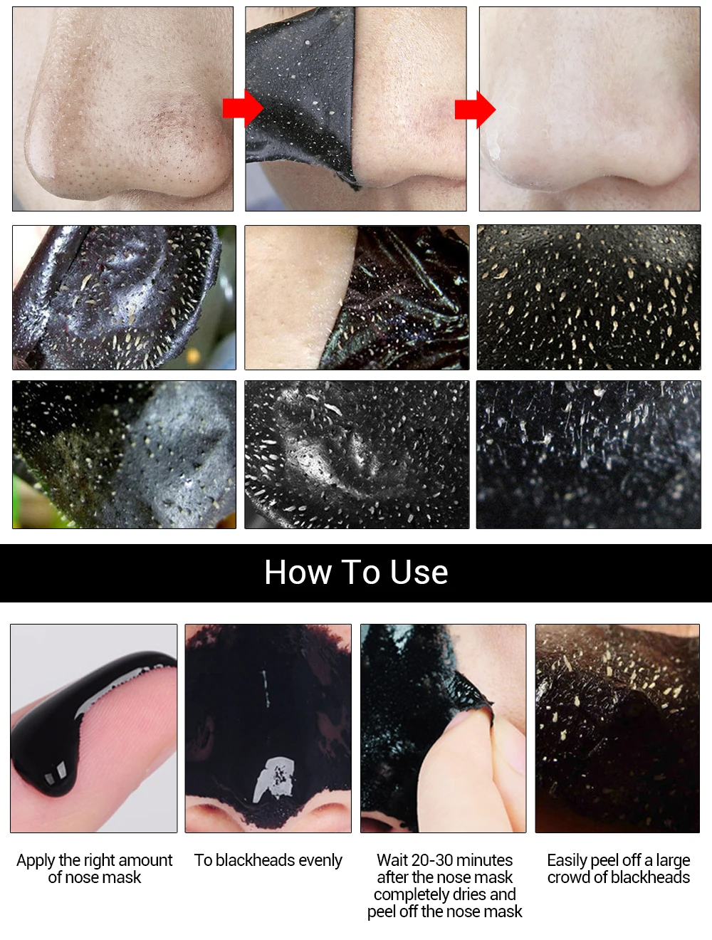 LANBENA Black Mask Blackhead Remover Peel Off Mask Mud Face Mask Charcoal Mask Nose Acne Treatment Oil Control Skin Care Beauty