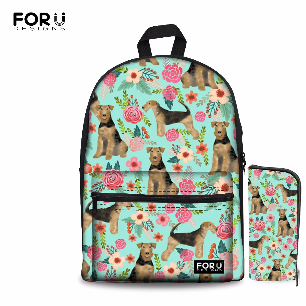 FORUDESIGNS/Модный женский рюкзак airedale Terrier с рисунком собаки рюкзаки для девочек
