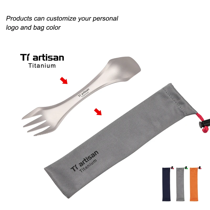 Tiartisan Открытый Кемпинг чистый титан 3 в 1 Spork Ложка Вилка нож набор Пикник Посуда |