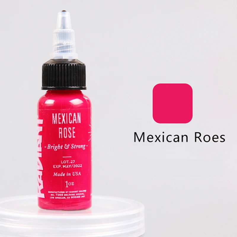 Mexican Rose Сияющие профессиональные чернила для татуировки 1 шт 1 унция/30 мл бутылка нежная текстура долговечные чернила для татуировки Быстрый пигмент-C0 - Цвет: Mexican Rose