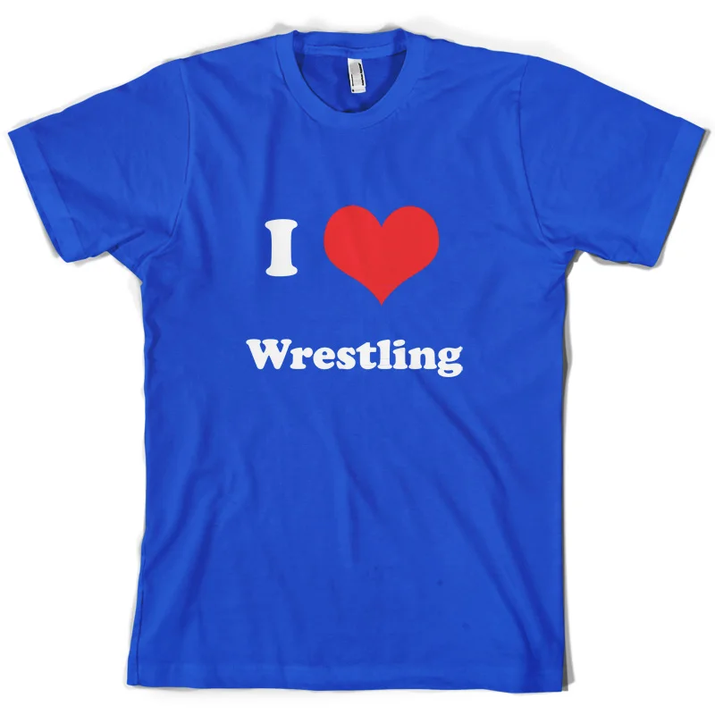 I Love Wrestling - Mens T-Shirt Free UK delivery EquipmentPrint T Shirt Short Sleeve Hot Fashion Classic | Мужская одежда