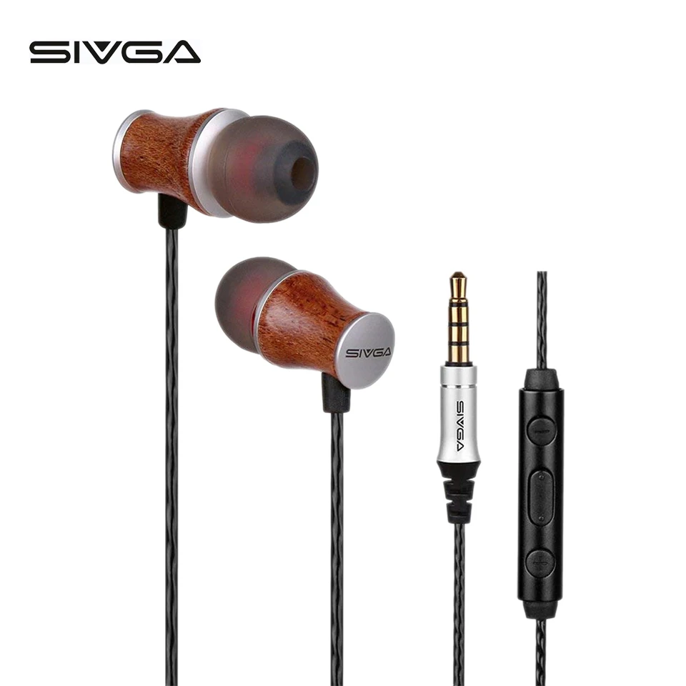 

SIVGA M006 Rose Wooden In-Ear Stereo Earphone Bass HIFI Fever Dynamic Earbuds Earpiece with Microphone music