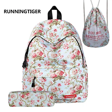 15 RUNNINGTIGER, женский рюкзак, школьные сумки для девочек, рюкзак с принтом, Mochila, школьные рюкзаки для девочек-подростков, 3 шт. в комплекте, Mochila - Цвет: 15