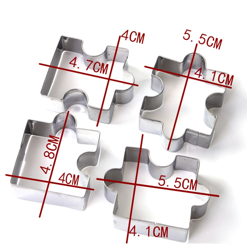 4 шт печенье головоломки Форма Нержавеющая сталь для нарезки печенья в виде