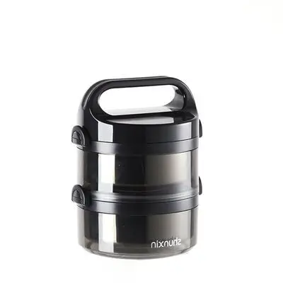 Black 2layer ONEUP, нержавеющая сталь, многослойный, сохраняющий тепло, Ланч-бокс, термос для делового человека, Bento, коробки, контейнер для хранения еды, школьный офис - Цвет: Black 2layer