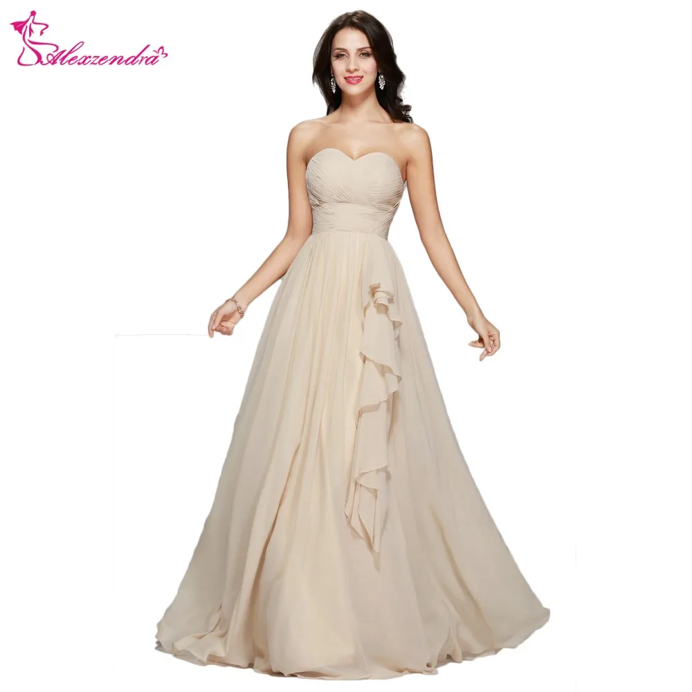 

Alexzendra Light Champagne Sweetheart Pleats A Line Chiffon Prom Dresses Evening Gown Party Dress Special Party Gowns