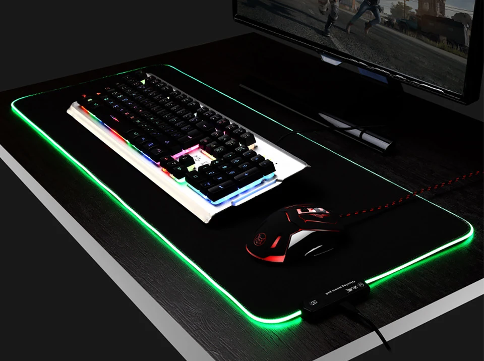 RGB игровой коврик для мыши светодиодный с подсветкой анти-с блокировкой Скольжения Край натуральный каучук игровые аксессуары для геймеров подарок большой коврик для мыши xl