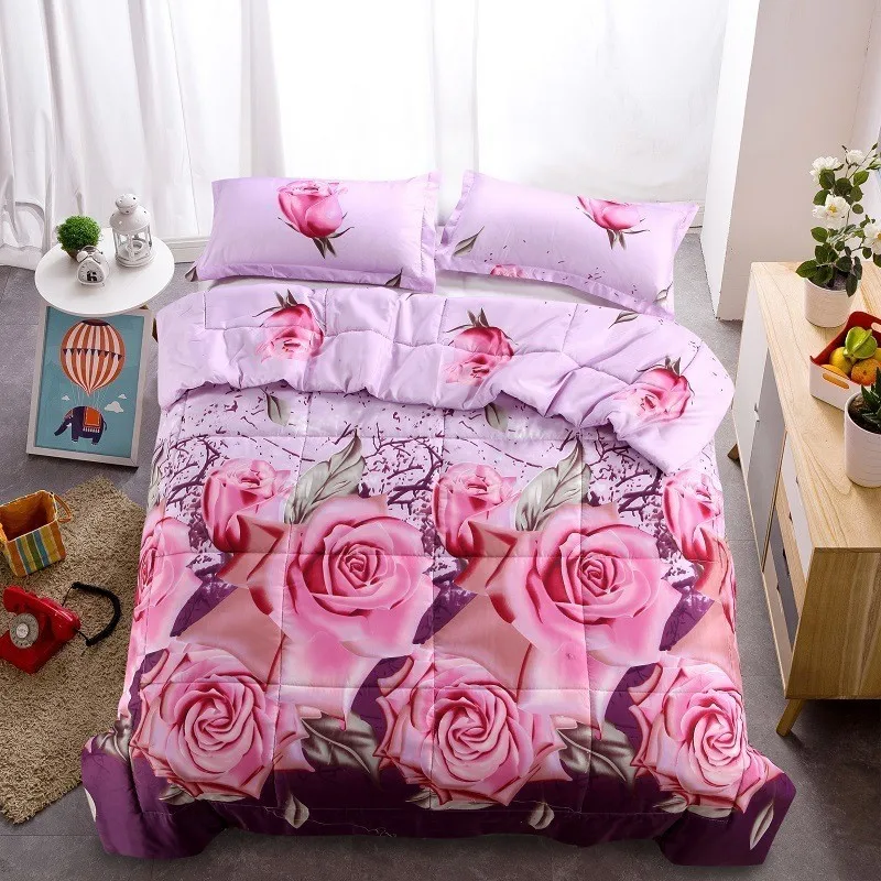 Pink rose quilt 3D летнее одеяло, кондиционер, тонкое одеяло, покрывало для кровати, Розовая Лилия, покрывало с цветами, домашний текстиль для кровати, Лидер продаж - Цвет: Pink rose quilt