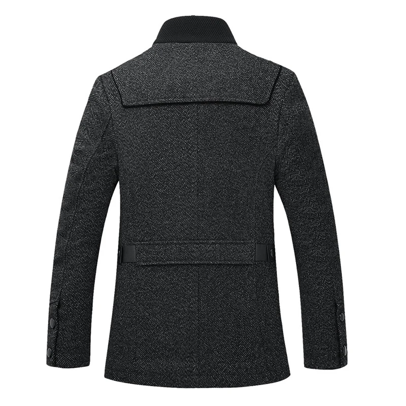 Uniqstore зима стенд воротник Шерстяные пиджаки Для мужчин куртка черный хлопок