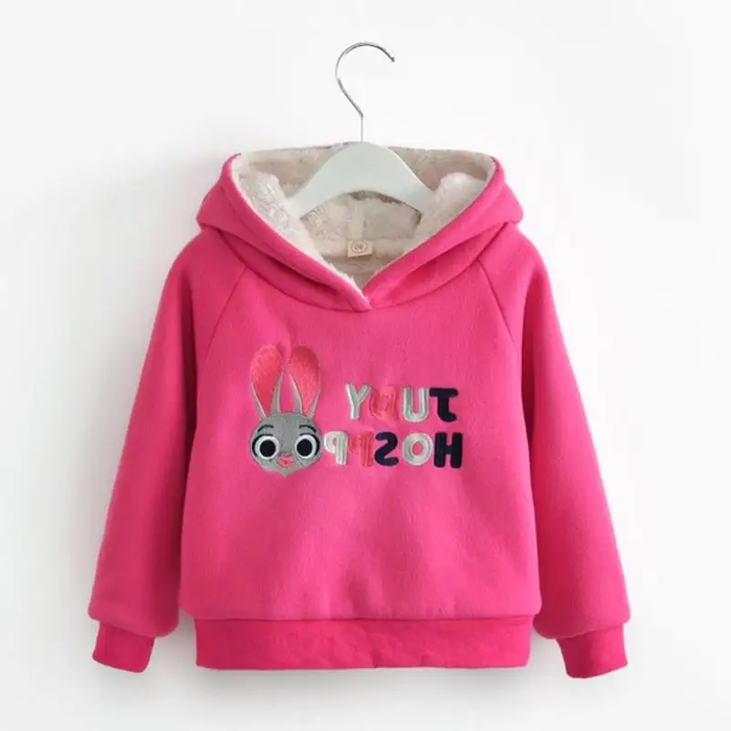 Красный Moleton Infantil Arvore De Natal/новая осенне-зимняя куртка для девочек, бархатный свитер Повседневная теплая куртка с капюшоном в форме кролика для детей от 1 до 5 лет - Цвет: Красный