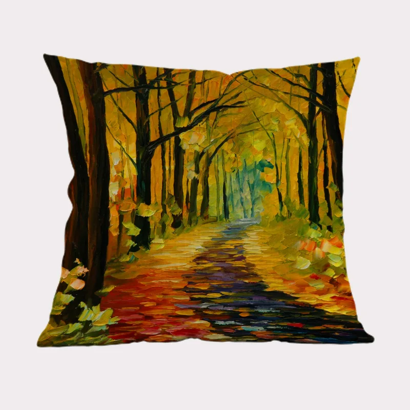 Скандинавская Картина маслом золотые осенние подушки Forrest чехол для украшения