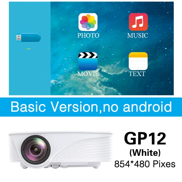 Poner Saund GP12 светодиодный мини-проектор 3d проектор для домашнего кинотеатра Поддержка Full HD 1080P кинопроектор HDMI USB ЖК-проектор - Цвет: GP12-White