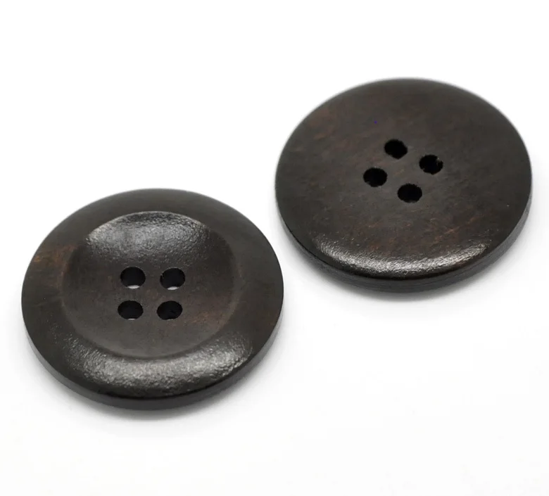 Wholesale 50PCs Dark Brown 4 Holes Round Wood Sewing Buttons 25mm(1&quot)Dia. Free Shipping|button socket|wood jewelry display casebutton speaker |