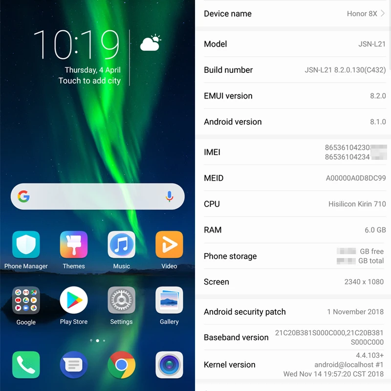 Honor 8X8X6 ГБ ОЗУ 64 Гб ПЗУ Google Play Kirin 710 Восьмиядерный 20 МП Двойная камера 6 5 &quot1080x2340 p