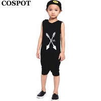 cospot 2022 new baby boys cotton playsuits summer romper boys fashion sleeveless black jumpsuit newborn short jumper 50