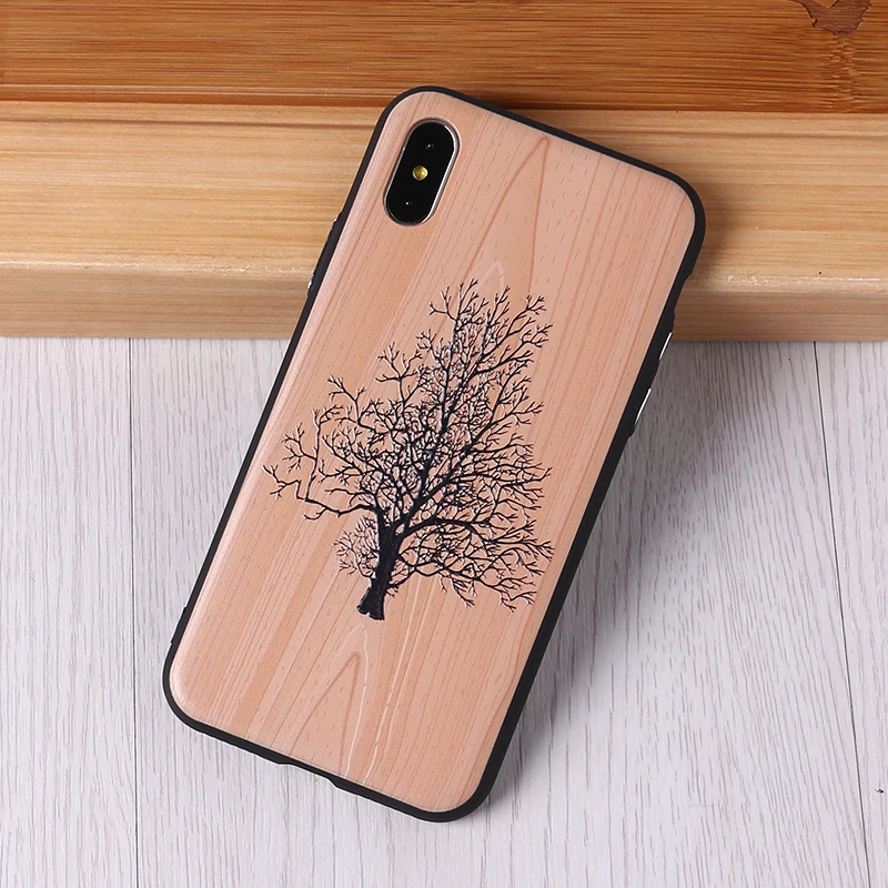 Имитация дерева чехол для 11 Pro Max XR 7 7Plus 8 8Plus X XS Max 3D рельефный Винтажный стиль телефонные чехлы крышка Капа Fundas - Цвет: 12