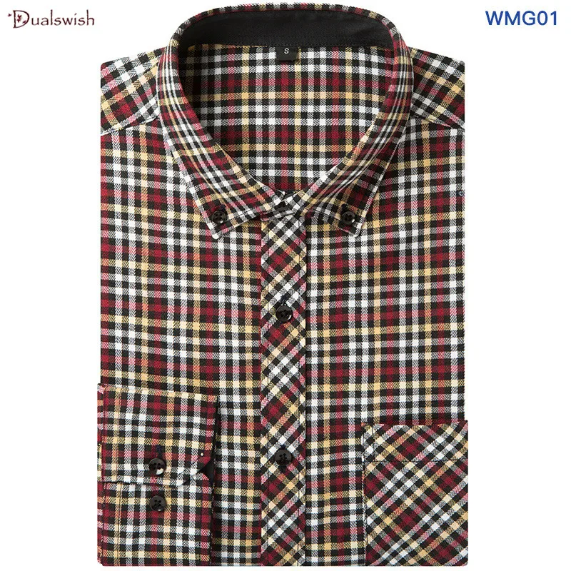 Весна и осень шлифования Для мужчин рубашка решетки с длинным рукавом облегающий