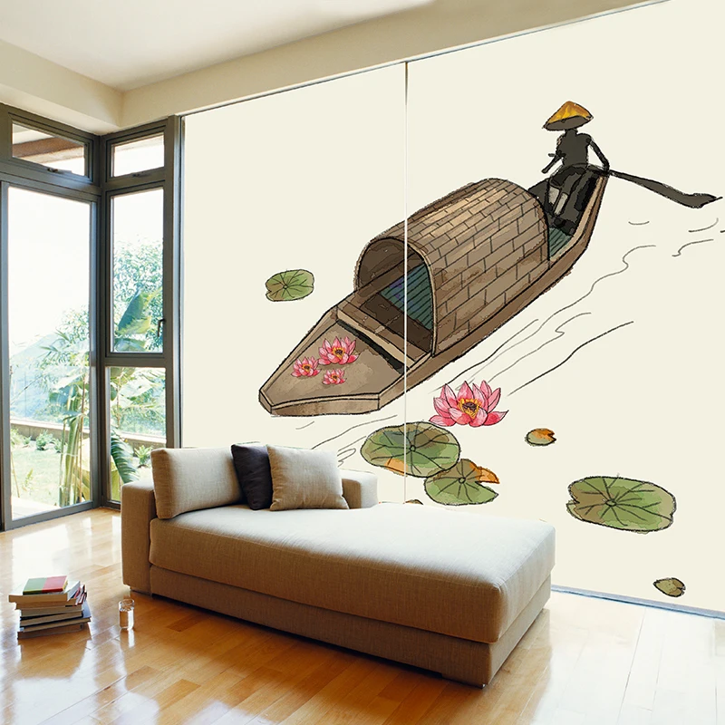 

Modern new Chinese light glass stickers freehand abstract ink painting glass film decoration opaque study tea room