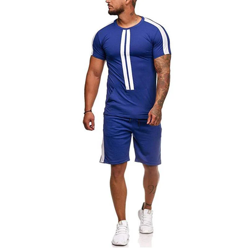 Летние мужские комплекты футболки + шорты из двух предметов повседневный