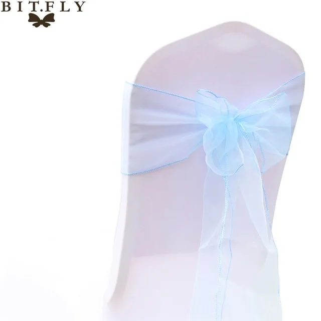 Light Blue BIT. FLY 5 шт./лот из органзы ленты для свадебных стульев бант на стул для свадебной вечеринки банкета украшения для стульев вечерние принадлежности - Цвет: Light Blue