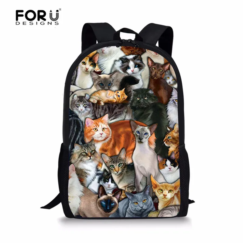 Z4598C FORUDESIGNS/3 шт./компл. очаровательного котенка кота школьный рюкзак для девочек синий школьный учащихся начальной школы книга сумка Mochila escolar - Цвет: Z4598C