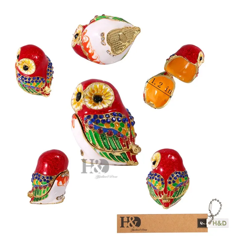 H& D 1,5 ''ручная роспись, фигурка совы, шкатулка для украшений, держатель для колец, органайзер для хранения ювелирных изделий, Свадебный домашний декор/подарки, 3 цвета
