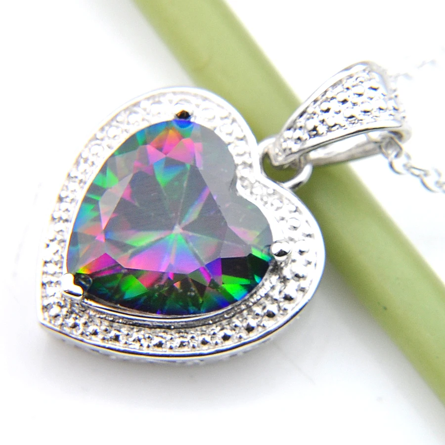 Luckyshine новые женские ювелирные изделия винтажное сердце мистическое Радужное кубическое циркониевое Подвеска для ожерелья Россия, США, Австралия подвески
