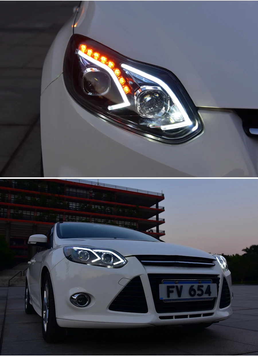 Фара в сборе для Ford Focus 2012 2013 Светодиодный дневной ходовой свет светодиодный сигнал поворота