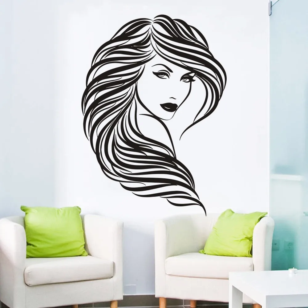 

Popular Beauty Hair Salon Wall Decal Vinyl Wall Art Sticker Woman Face Cut Mural Removable Room Decor Wall Stickers ES-53