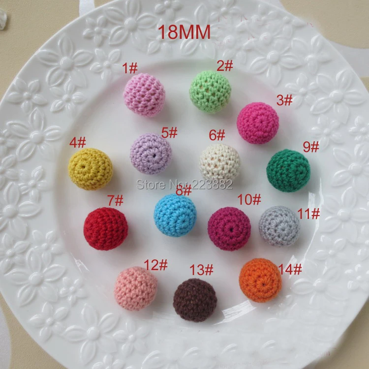 

Free shipping!! 18mm Crochet Wooden Beads For Nursing Teething Necklace