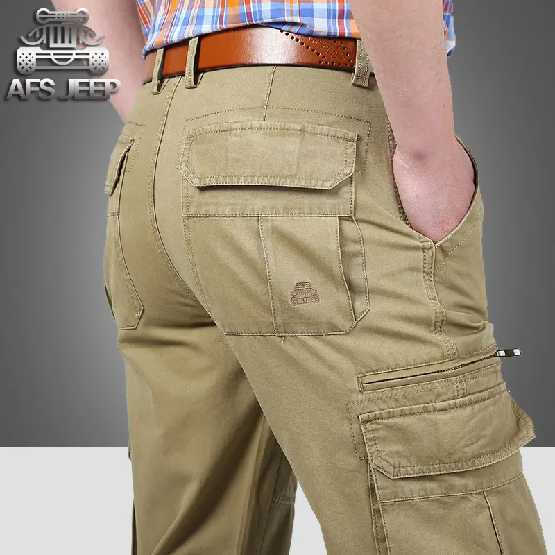 khaki pants Брюки больших размеров Летние Осенние мужские хлопковые Длинные повседневные брюки мужские прямые Формальные модные брюки больших размеров alones цвета - Цвет: khaki pants