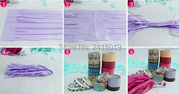 Гирлянда с кисточками из папиросной бумаги розово белого персикового золота 20x14