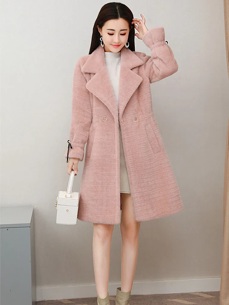 

Fashion Temperament Velvet Jacket Female Long Section 2018 Autumn Winter New Thickening Imitation Mink Coat Long Sleeve Women's
