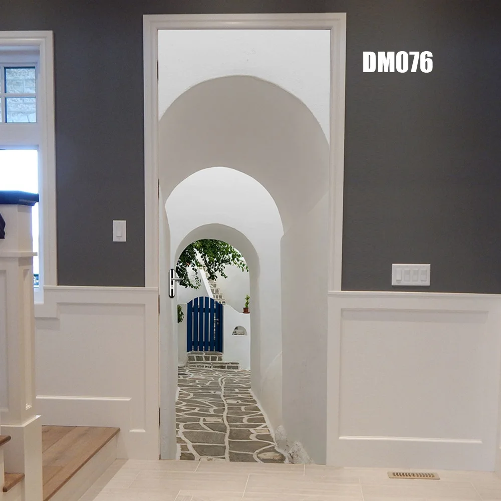 door stickers DM076 Деревянные двери ремонт 3D стикер стены ПВХ съемные обои на дверь Свирепый тигр выход Темный partternfor домашний декор DM030 - Цвет: door stickers DM076