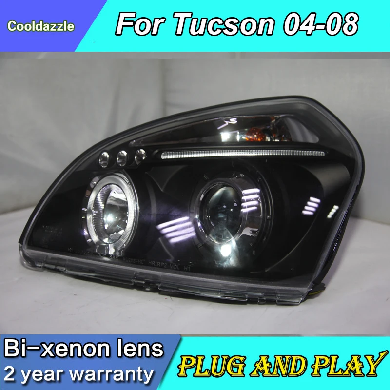 2004 2005 2006 2007 2008 год для hyundai Tucson светодиодный головной фонарь фары с дневными ходовыми огнями
