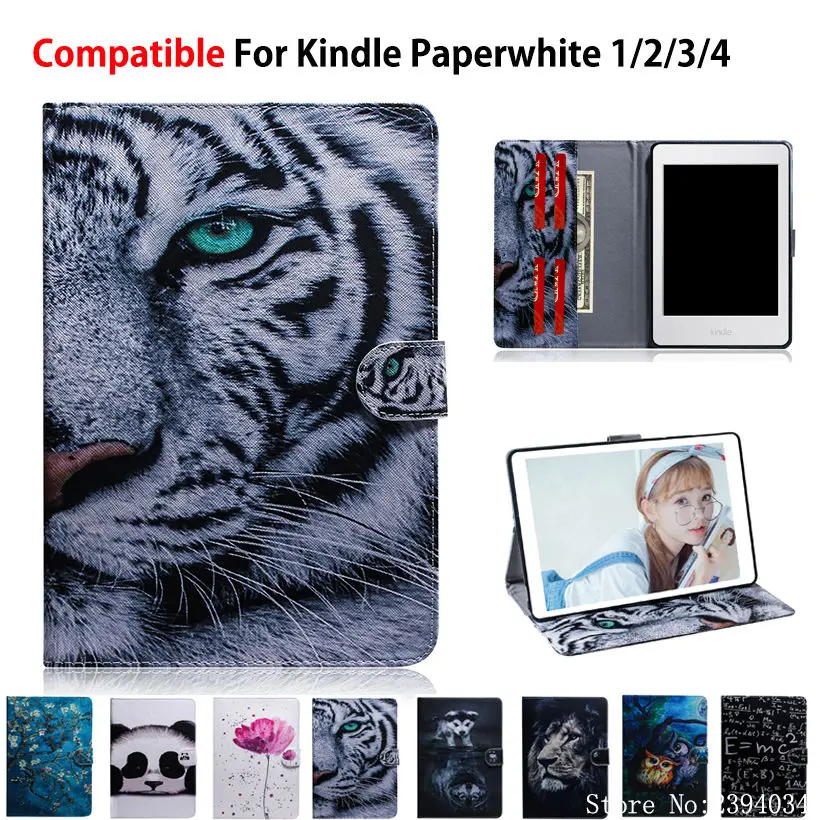 

Case for Amazon Kindle Paperwhite 1 2 3 4 2015 2017 Cover for funda kindle paperwhite 2018 Case Tiger pattern Funda Shell Coque