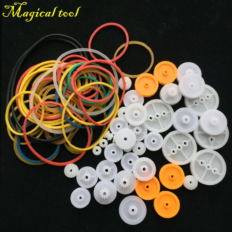 Набор пластиковых колесных комплектов сделай сам 40 шт. шкив с ремнем Резиновая