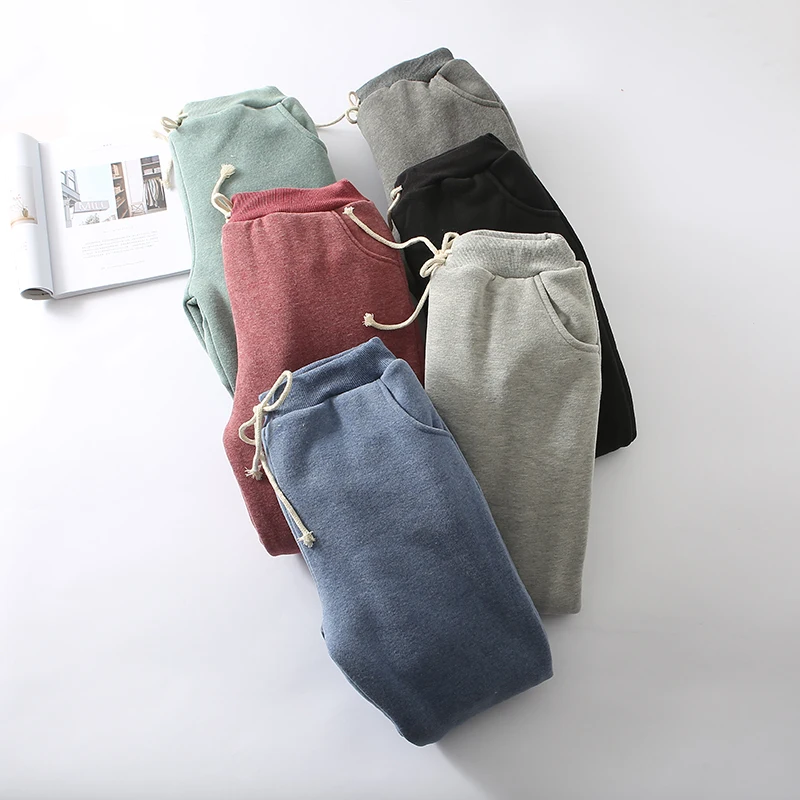 Осенне зимние теплые женские длинные брюки плотные бархатные шаровары