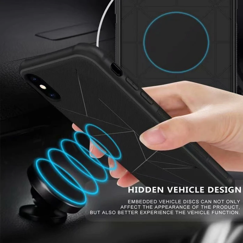 H-Goods Ultra-thin Black Magnetic Case for iPhone 7 6 8 Plus 5 5s SE XS Soft TPU iPhoneX max XR Magnet Car Phone Holder |